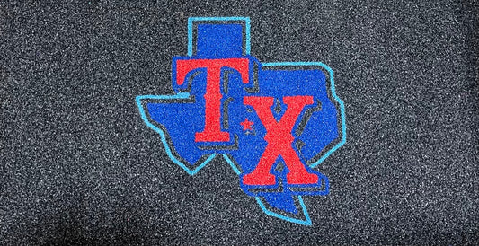 24x46 Custom Door Mat Black Blue Red Texas Baseball