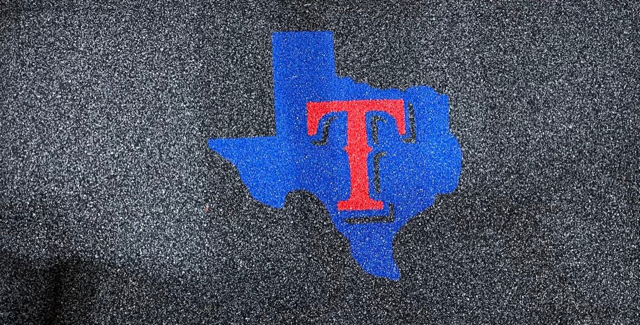 24x46 Custom Door Mat Black Blue Red Texas Baseball